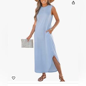 CUPSHE Women Sleeveless Mock Neck Maxi Dress Summer Casual
Side Slit Beach Dress